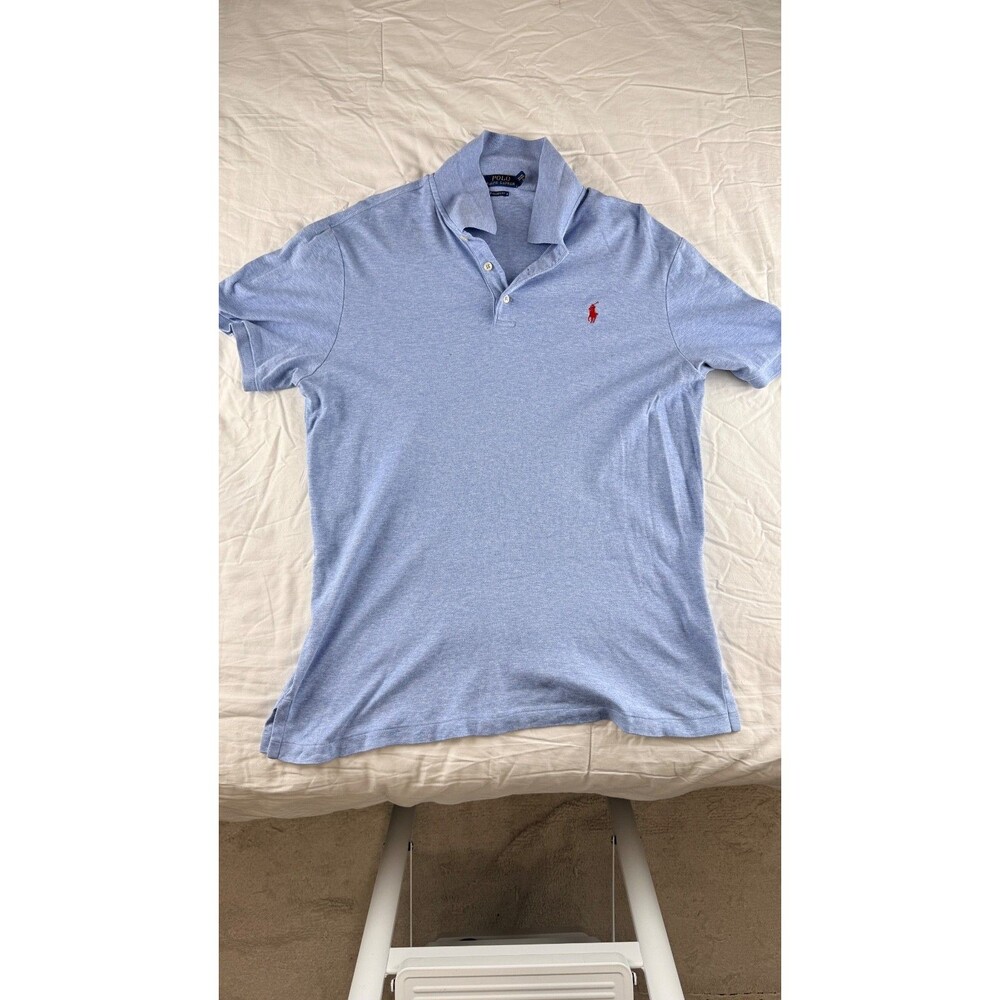 Polo Ralph Lauren Classic Fit Mesh Polo Shirt Mens Large Light Blue Heather
